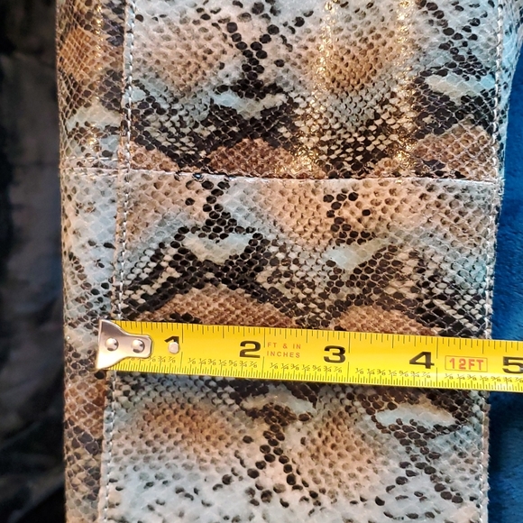 AIMEE KESTENBERG BLUE, BLK SNAKESKIN EMBOSSED LEATHER TOTE EUC - Picture 5 of 10